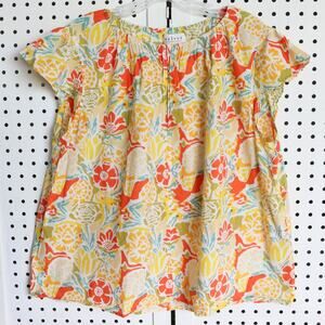 Velvet by Graham & Spencer Yellow Floral Short Sleeve Blouse